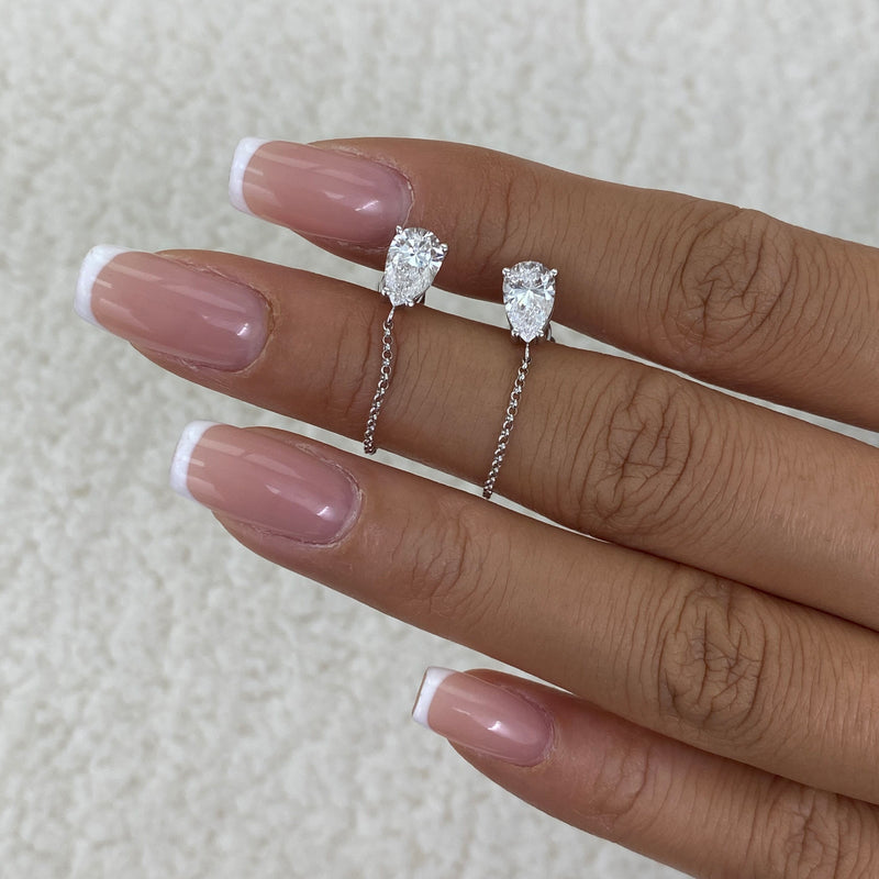 Diamond Chain Earrings 1.6 ct White Gold