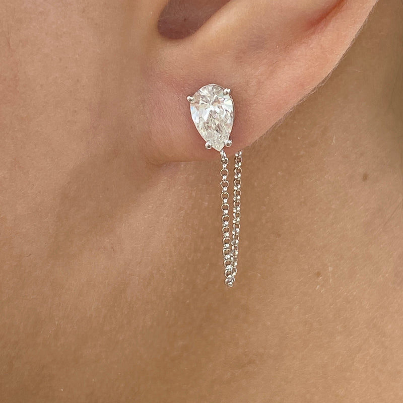 Diamond Chain Earrings 1.6 ct White Gold