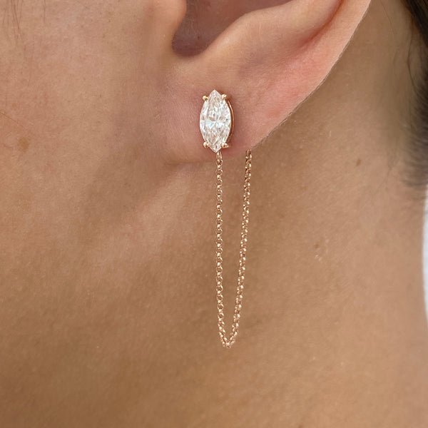 Diamond Chain Earrings 1.2 ct Rose Gold