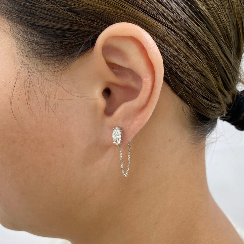 Diamond Chain Earrings 1.3 ct White Gold