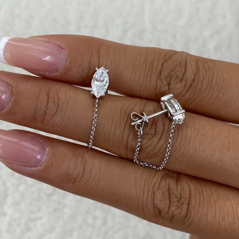 Diamond Chain Earrings 1.3 ct White Gold