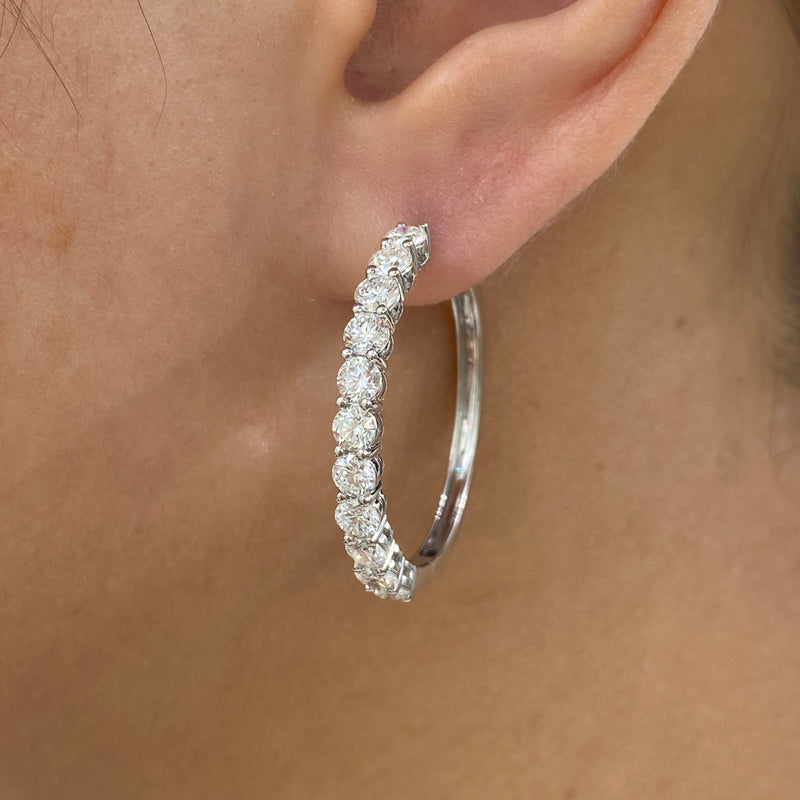 Diamond Hoop Earrings 3.2 ct White Gold