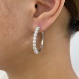 Diamond Hoop Earrings 3.2 ct White Gold