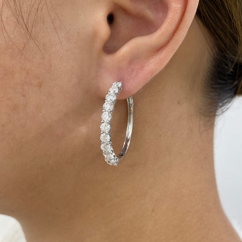 Diamond Hoop Earrings 3.2 ct White Gold