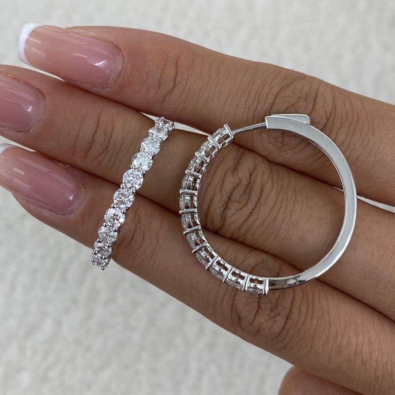 Diamond Hoop Earrings 3.2 ct White Gold