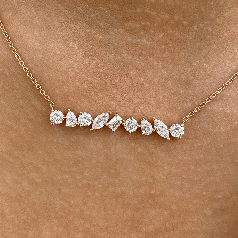 Diamond Bar Necklace 1.1 ct Rose Gold