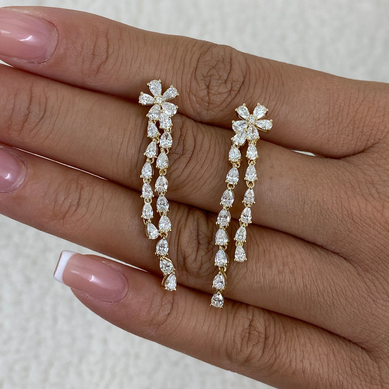 Diamond Drop Earrings 2.6 ct Yellow Gold