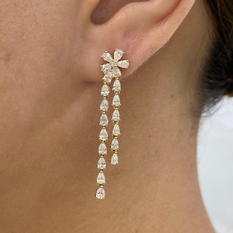 Diamond Drop Earrings 2.6 ct Yellow Gold