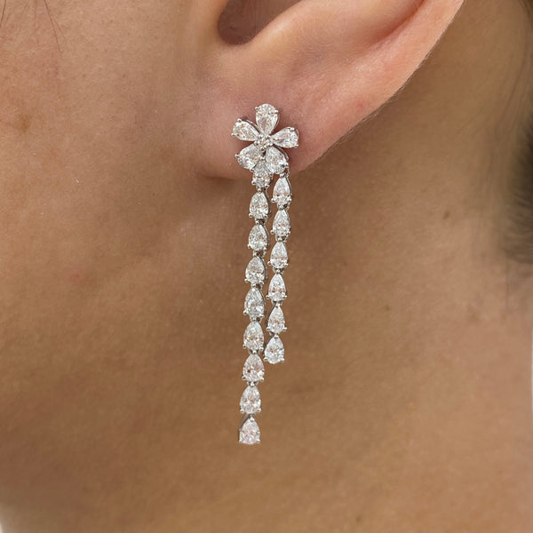 Diamond Drop Earrings 2.8 ct White Gold