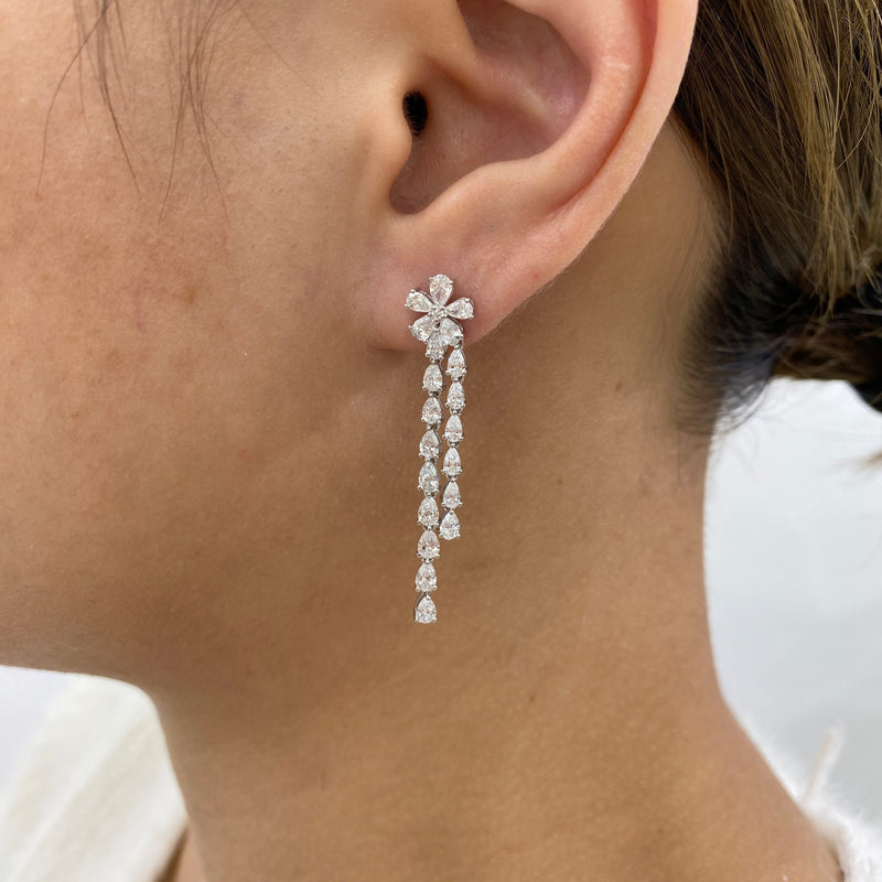Diamond Drop Earrings 2.8 ct White Gold