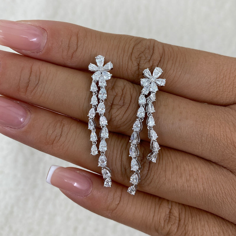 Diamond Drop Earrings 2.8 ct White Gold