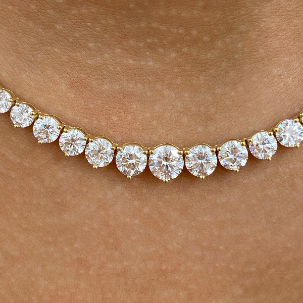 Diamond Tennis Necklace 14.8 ct Yellow Gold