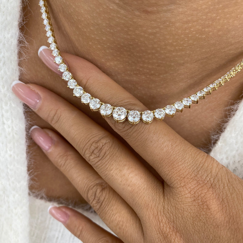 Diamond Tennis Necklace 14.8 ct Yellow Gold