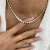 Diamond Tennis Necklace 14.8 ct Yellow Gold