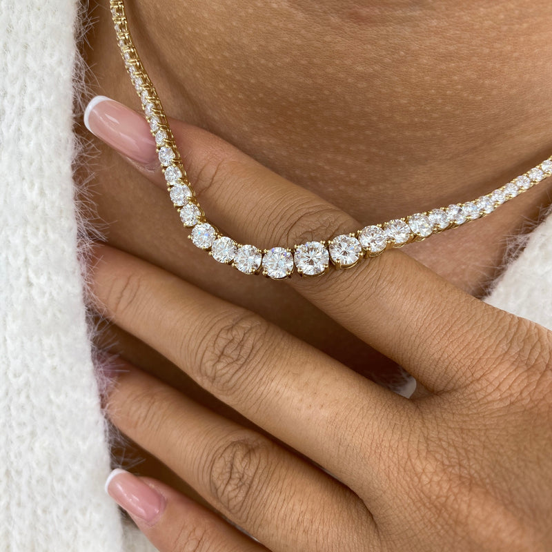 Diamond Tennis Necklace 15 ct Yellow Gold
