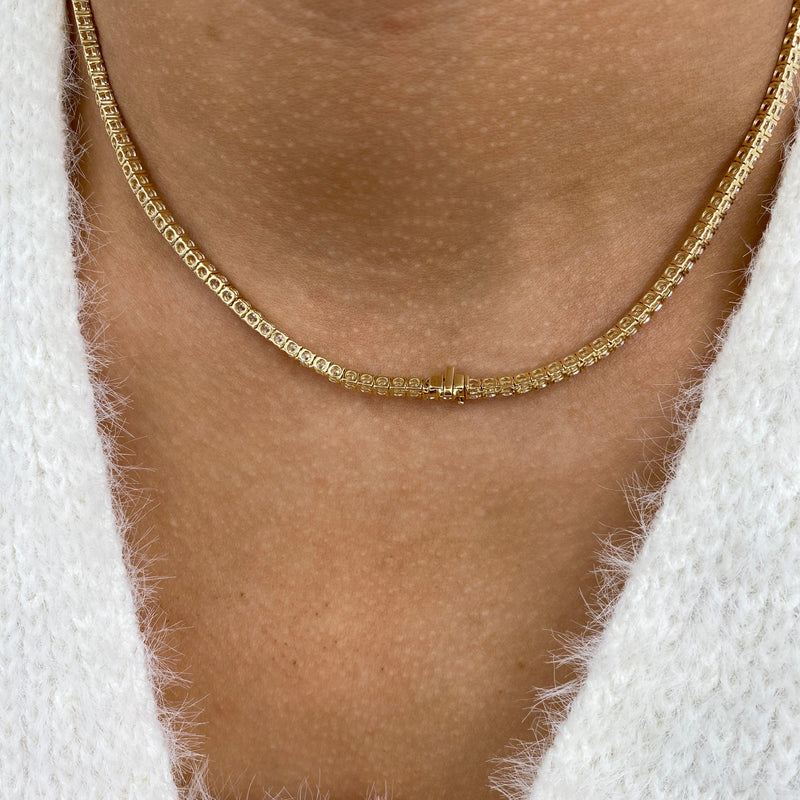 Diamond Tennis Necklace 15 ct Yellow Gold