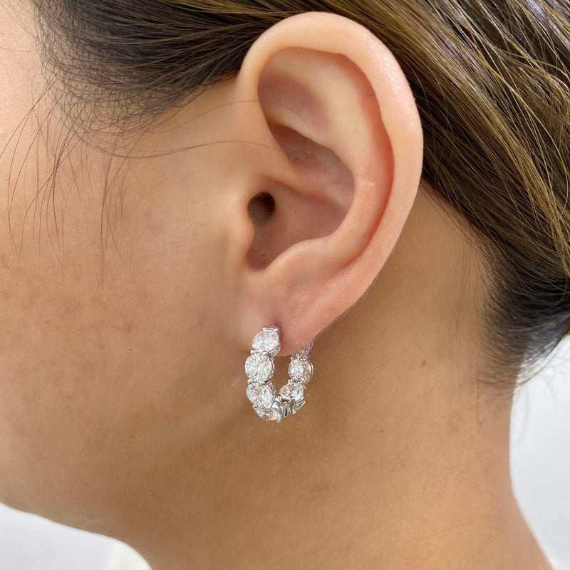 Diamond Hoop Earrings 6.6 ct White Gold