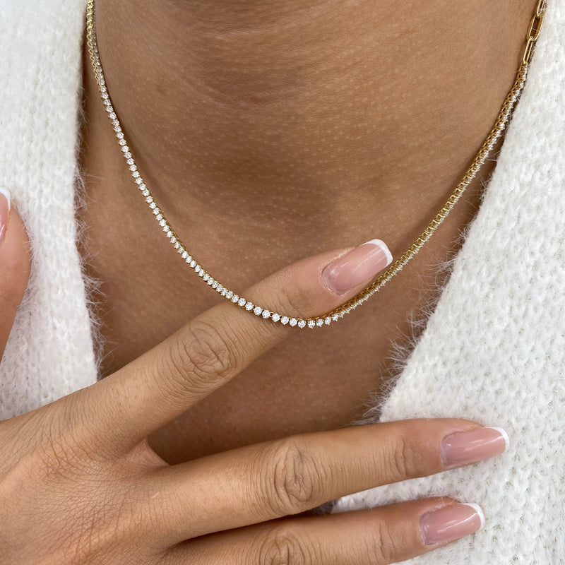 Diamond Tennis Necklace 2.7 ct Yellow Gold