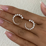 Diamond Half Hoop Earrings 1.9 ct Rose Gold