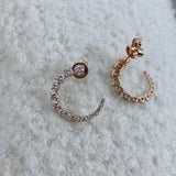 Diamond Half Hoop Earrings 1.9 ct Rose Gold