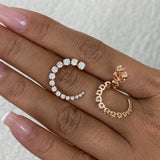 Diamond Half Hoop Earrings 1.9 ct Rose Gold