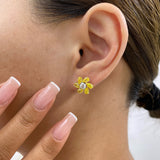 Diamond Stud Earrings 3.4 ct Yellow Gold