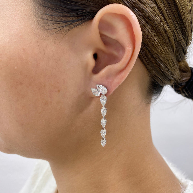 Diamond Drop Earrings 6 ct White Gold