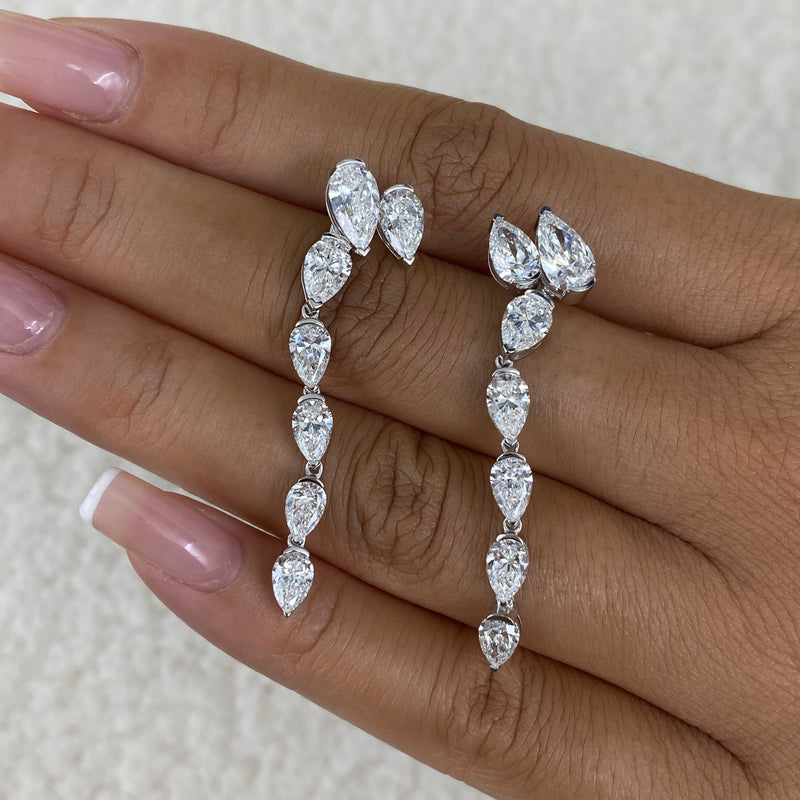 Diamond Drop Earrings 6 ct White Gold