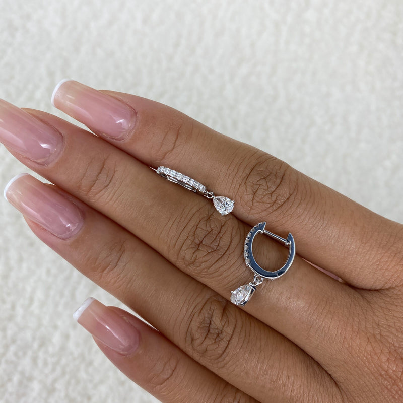 Diamond Dangle Earrings 0.8 ct White Gold