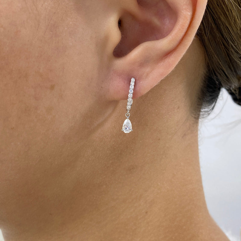 Diamond Dangle Earrings 0.8 ct White Gold