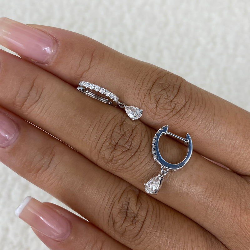 Diamond Dangle Earrings 0.8 ct White Gold