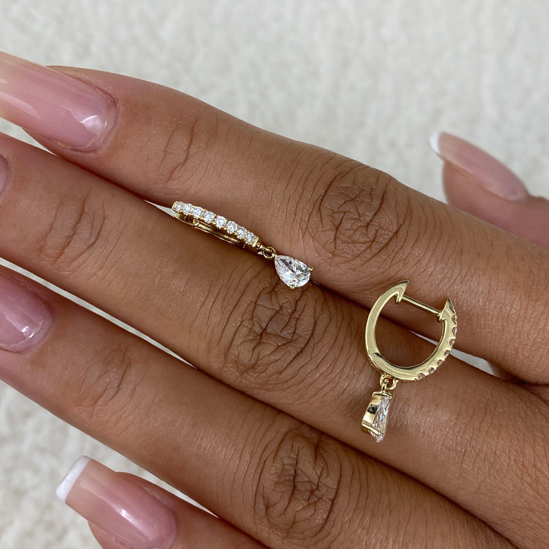 Diamond Dangle Earrings 0.8 ct Yellow Gold