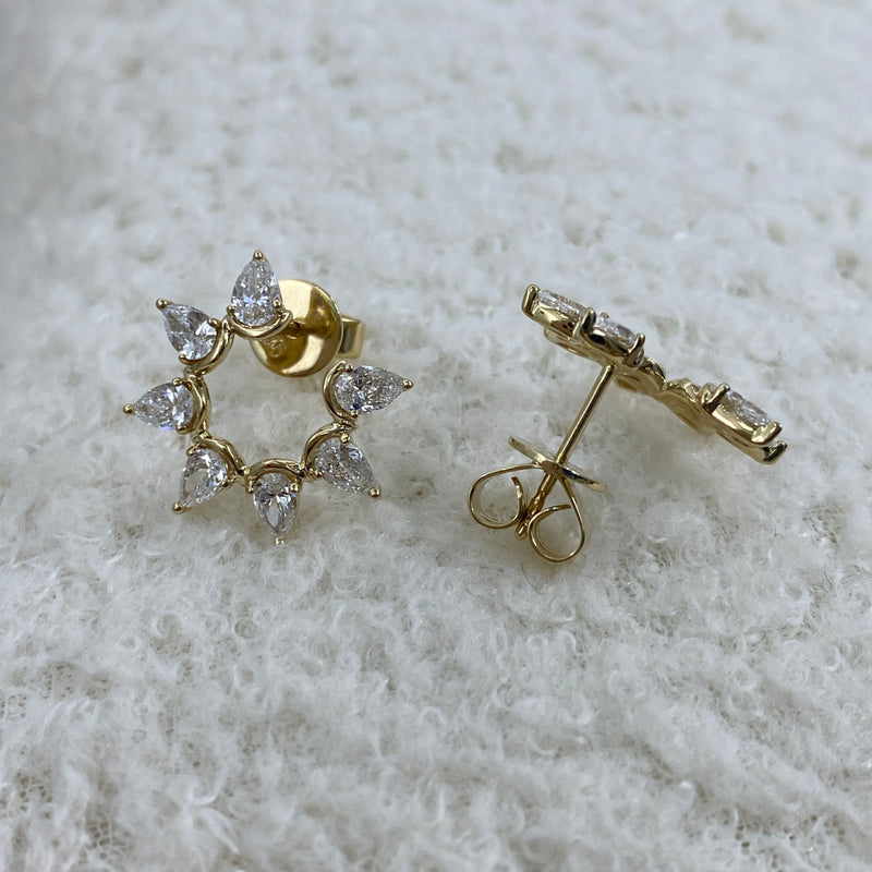 Diamond Stud Earrings 1.4 ct Yellow Gold