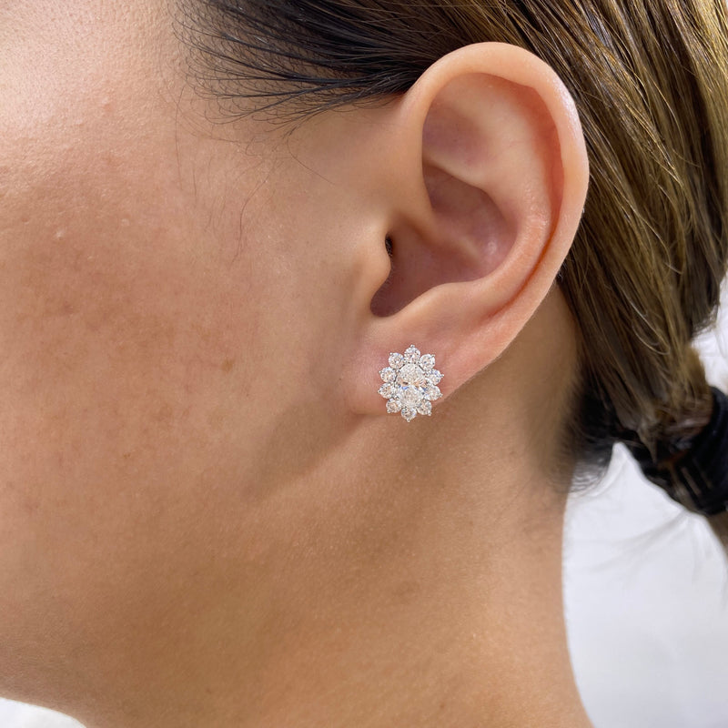 Diamond Stud Earrings 2.3 ct White Gold