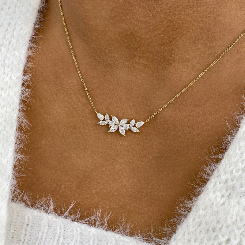 Diamond Bar Necklace 1.5 ct Yellow Gold