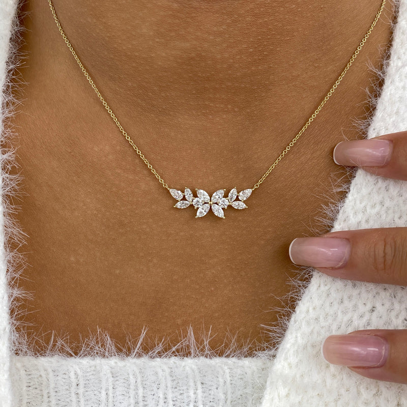 Diamond Bar Necklace 1.5 ct Yellow Gold