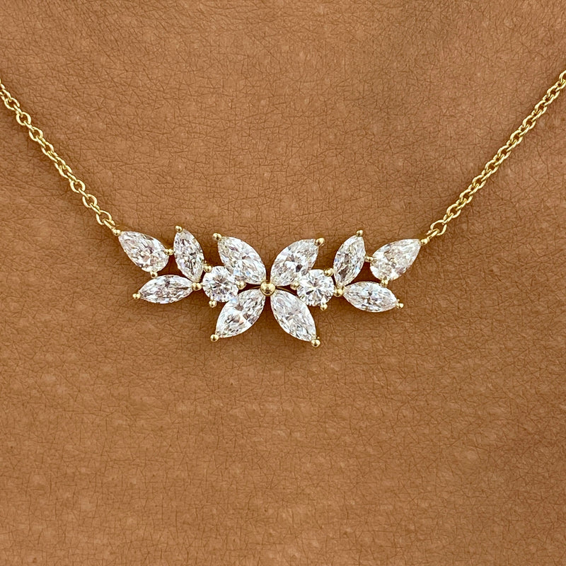 Diamond Bar Necklace 1.5 ct Yellow Gold