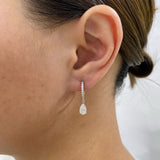 Diamond Dangle Earrings 1.2 ct White Gold