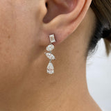 Diamond Dangle Earrings 3.5 ct White Gold