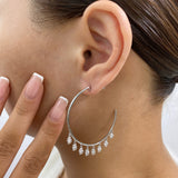 Diamond Hoop Earrings 1.8 ct White Gold