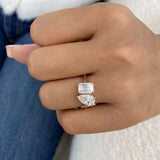 Toi-et Moi Ring 3 ct TCW , Solid Gold 14k