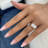Toi-et Moi Ring 3 ct TCW , Solid Gold 14k