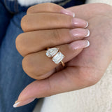 Toi-et Moi Ring 3 ct TCW , Solid Gold 14k