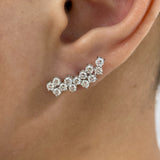 Diamond Climber Earrings 1.9 ct White Gold