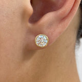 Diamond Stud Earrings 2 ct Yellow Gold