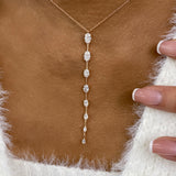 Diamond Lariat Necklace 1.6 ct Rose Gold