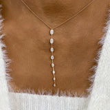 Diamond Lariat Necklace 1.6 ct Rose Gold