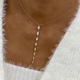 Diamond Lariat Necklace 1.6 ct Rose Gold