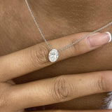 Minimalist Necklace 1.5 ct TCW , Solid Gold 14k