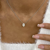 Minimalist Necklace 1.5 ct TCW , Solid Gold 14k